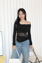 Chiara Lace Long Sleeve Top (Blue)