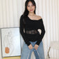 Chiara Lace Long Sleeve Top (Blue)