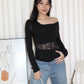 Chiara Lace Long Sleeve Top (Blue)