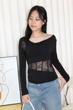 Chiara Lace Long Sleeve Top (Blue)