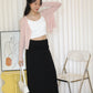 Elena Sheer Crop Cardigan (Black)