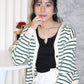 Teresa Stripes Cardigan Top (Brown)