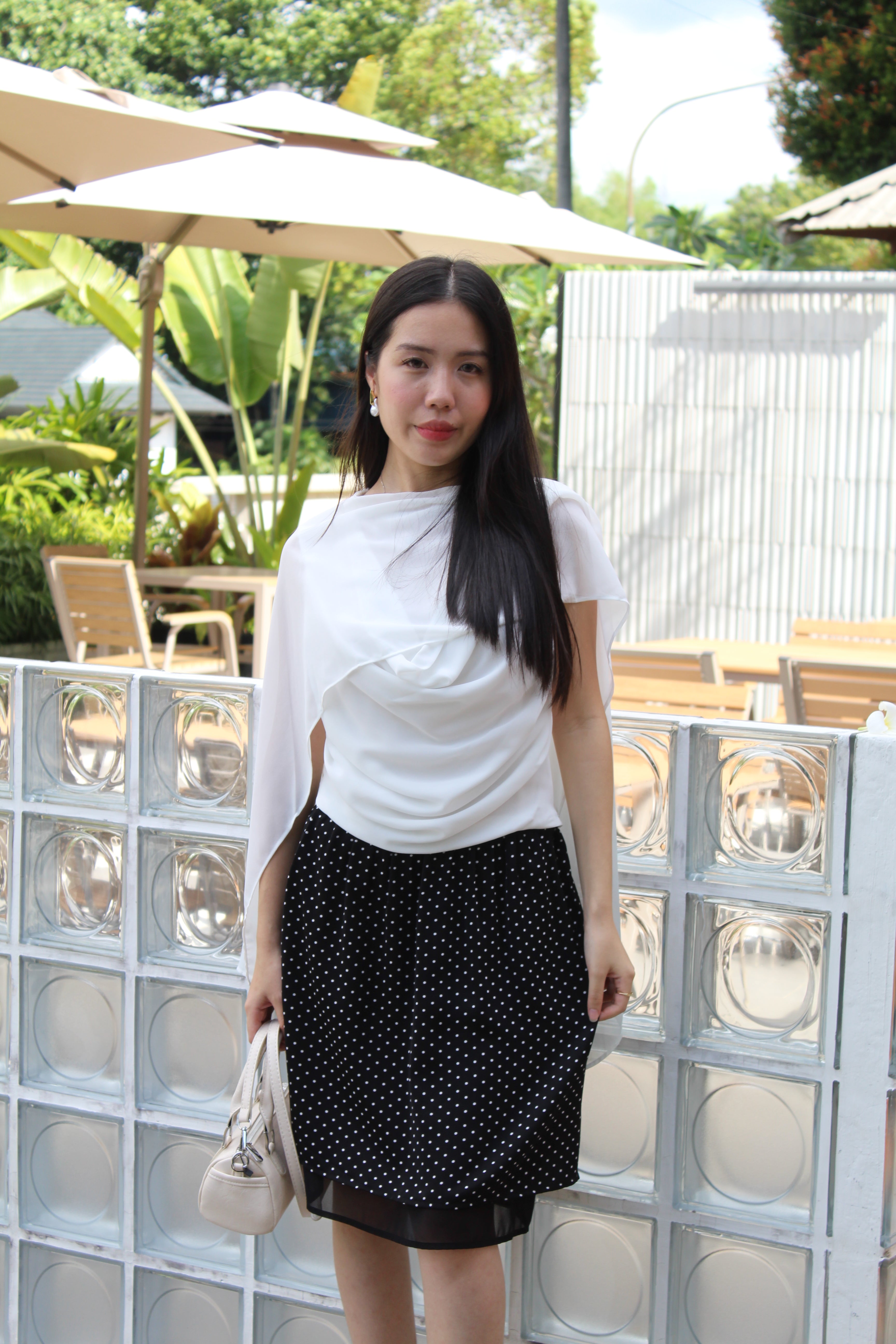 Yuna Chiffon Sash Top (White)