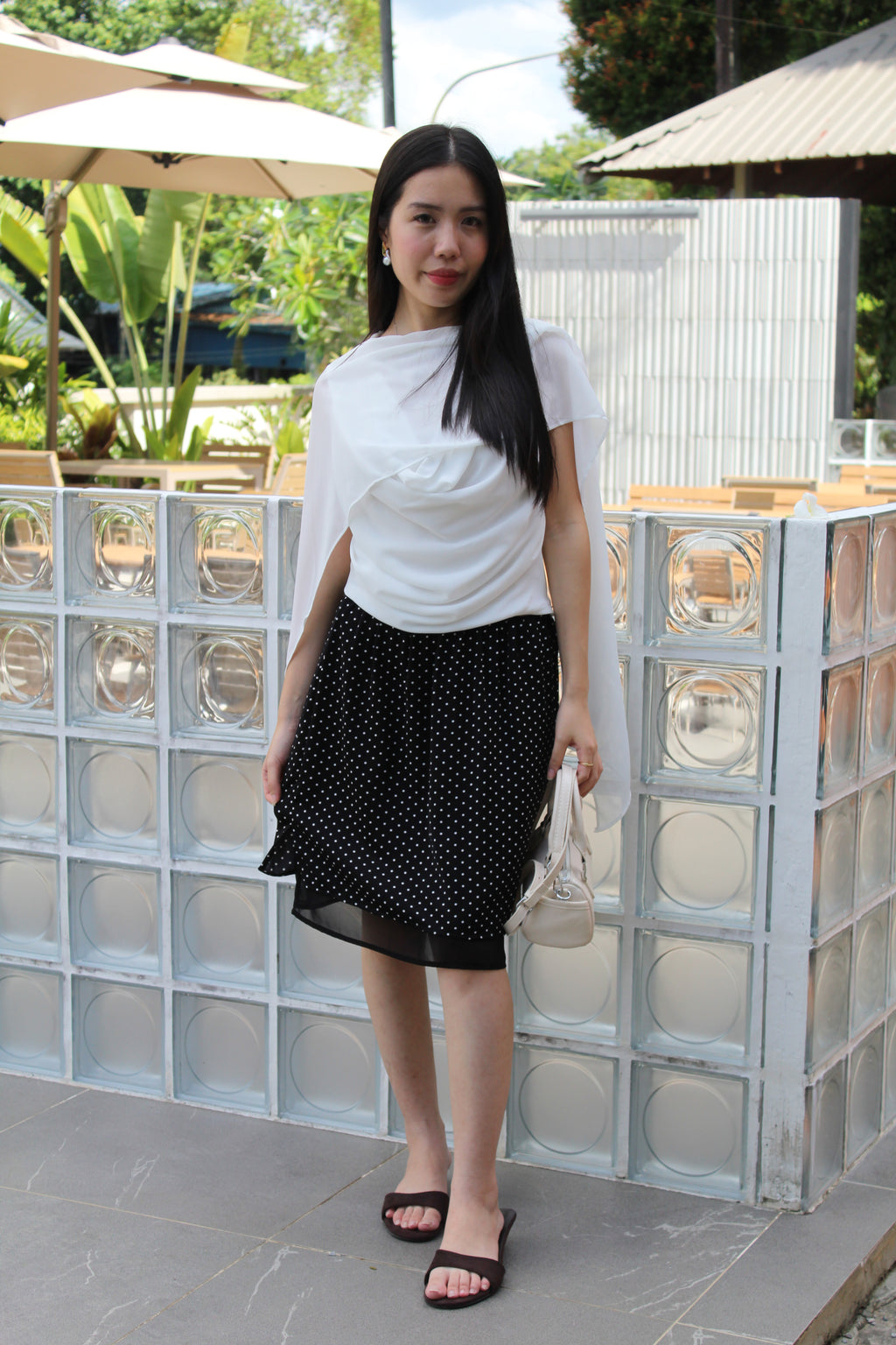 Yuna Chiffon Sash Top (Khaki)