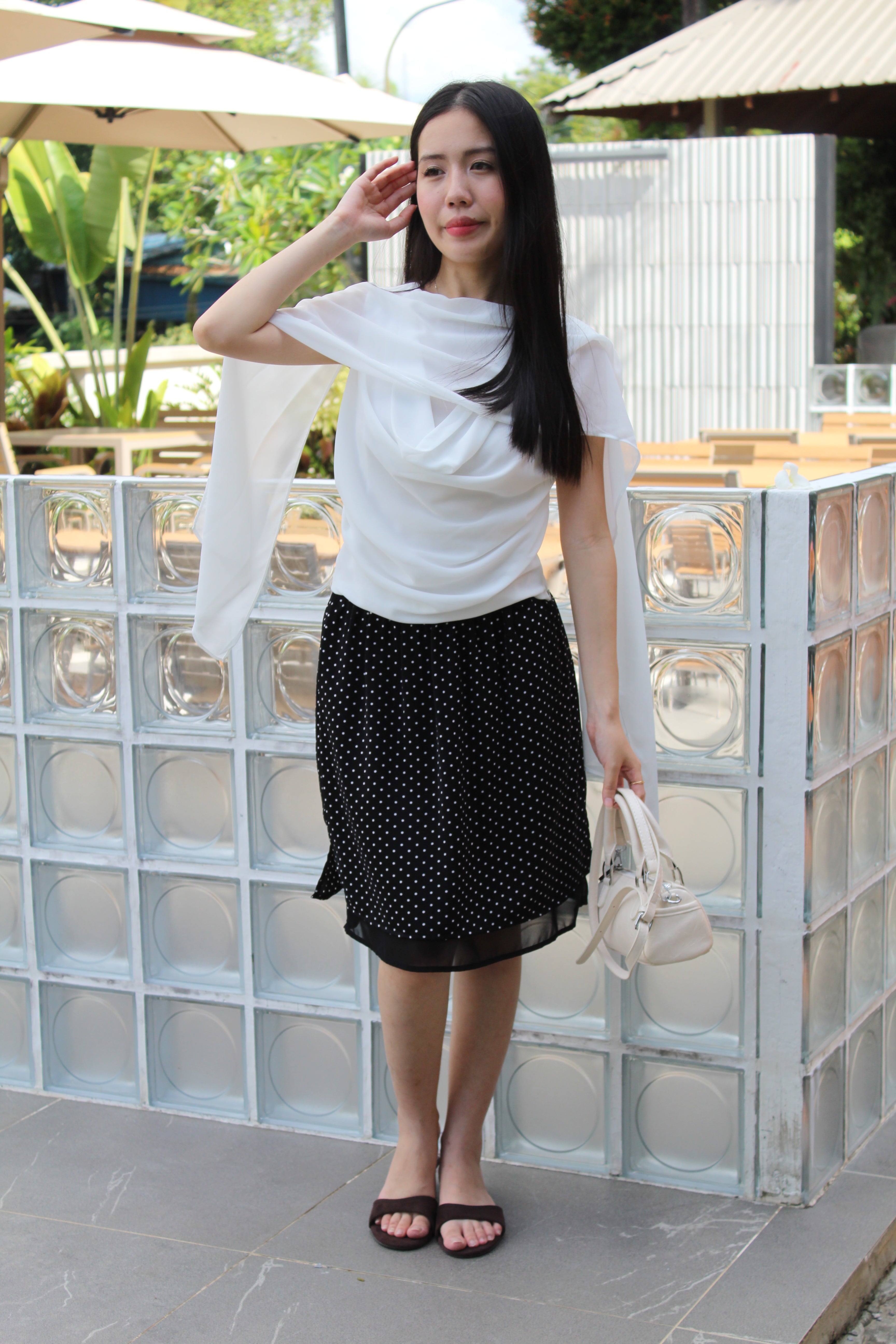 Yuna Chiffon Sash Top (Khaki)