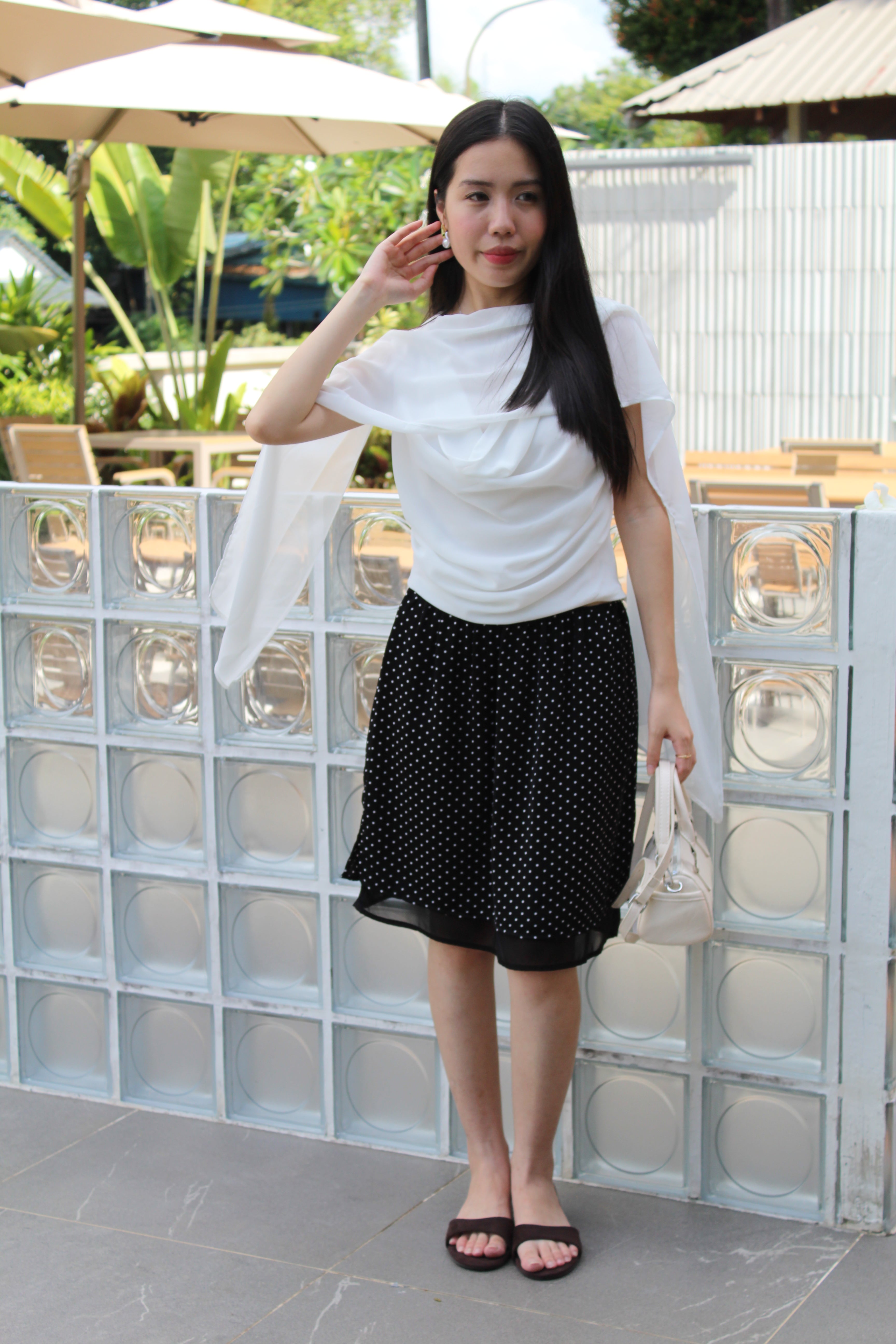Yuna Chiffon Sash Top (White)