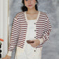 Teresa Stripes Cardigan Top (Brown)