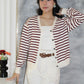 Teresa Stripes Cardigan Top (Brown)