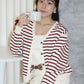 Teresa Stripes Cardigan Top (Brown)