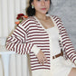 Teresa Stripes Cardigan Top (Brown)