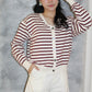 Teresa Stripes Cardigan Top (Brown)