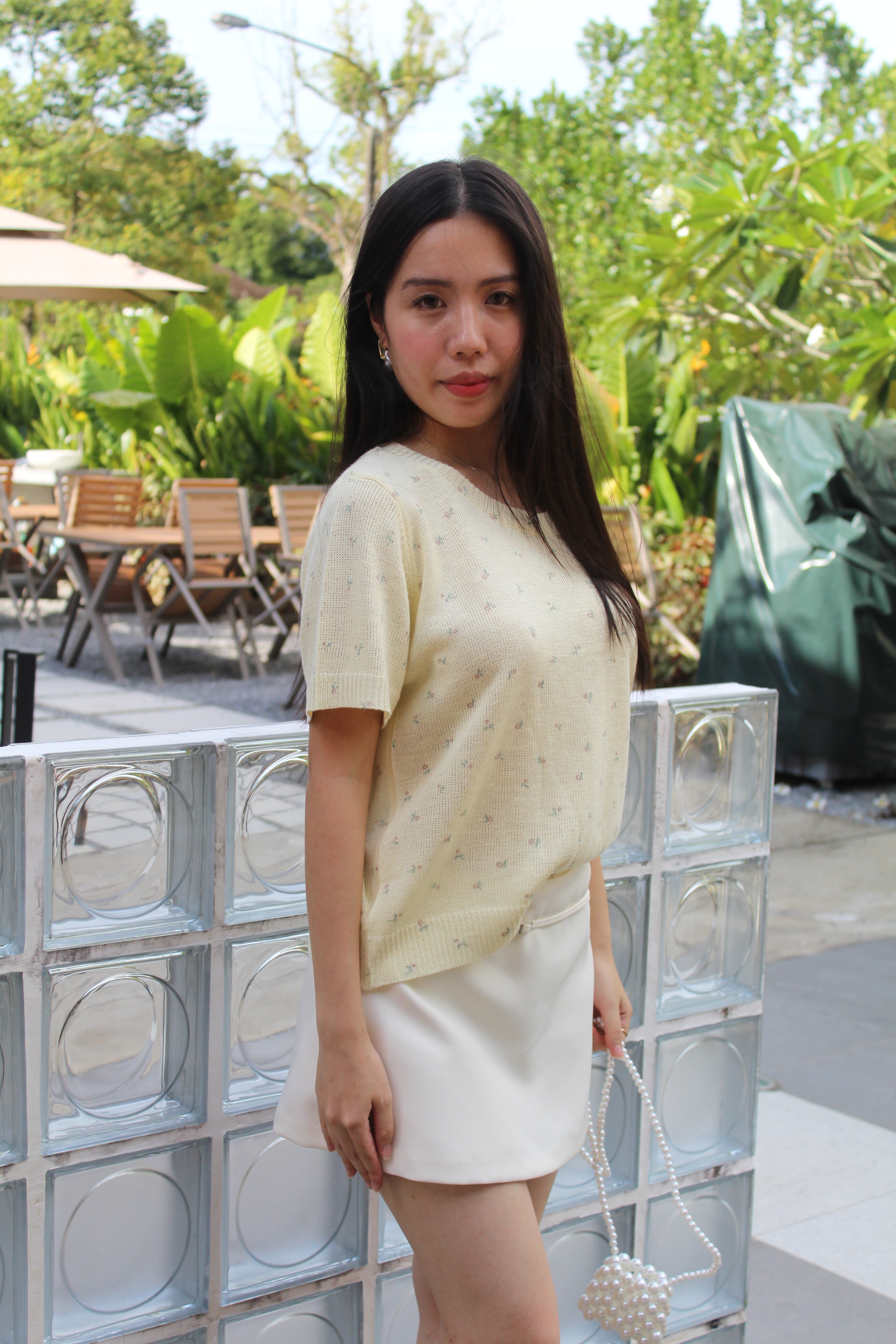 Janelle Floral Knit Top (Yellow)