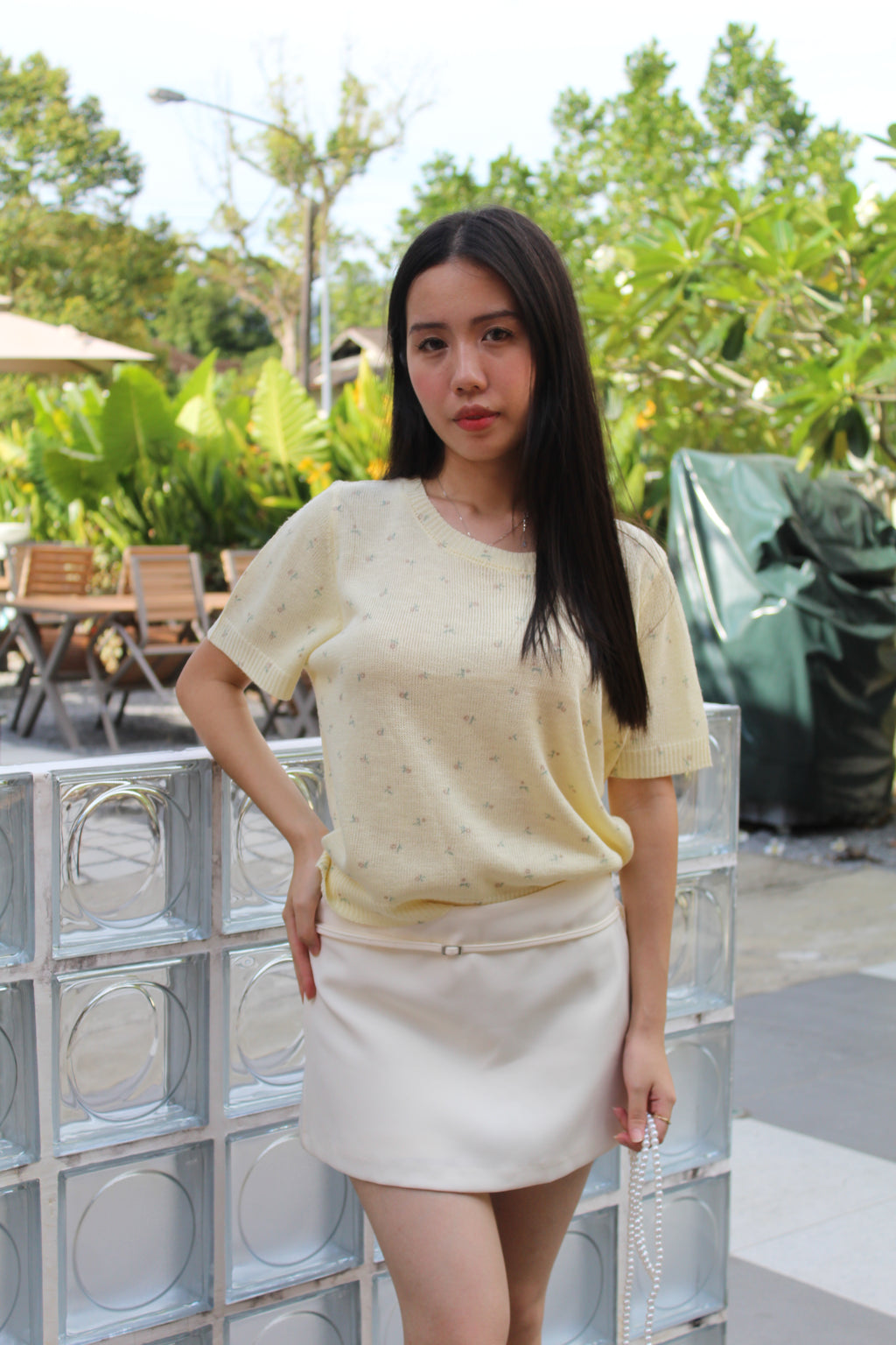 Janelle Floral Knit Top (Yellow)