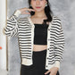 Teresa Stripes Cardigan Top (Brown)