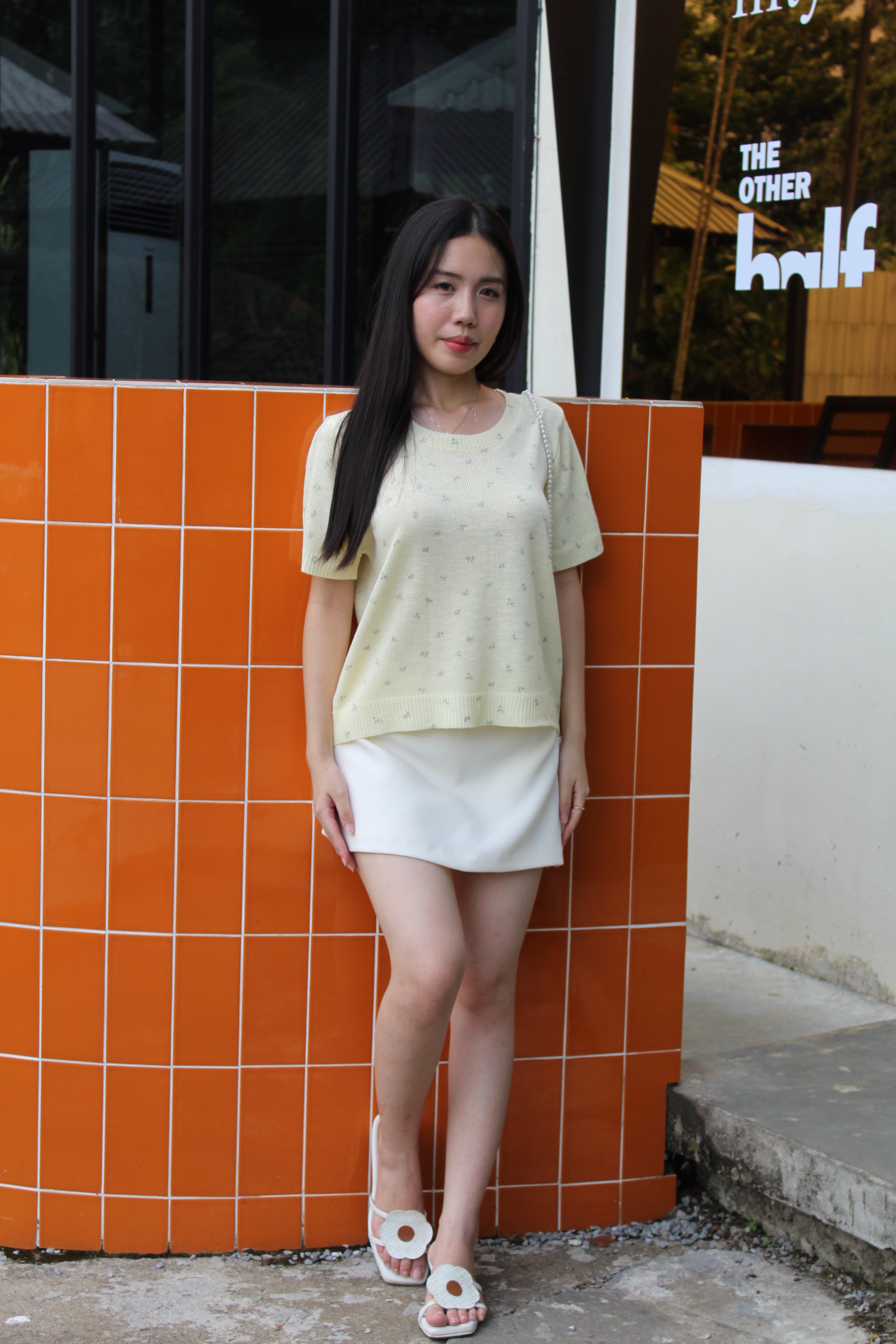 Elira A-Line Mini Skirt (Cream)
