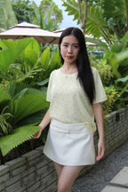 Elira A-Line Mini Skirt (Cream)