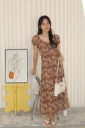 Mabel Printed Midaxi Dress (Brown)