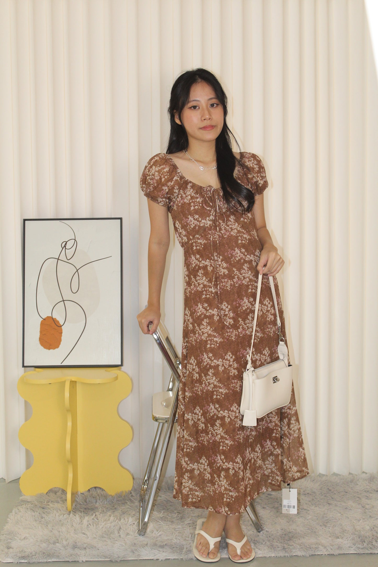 Mabel Printed Midaxi Dress (Brown)