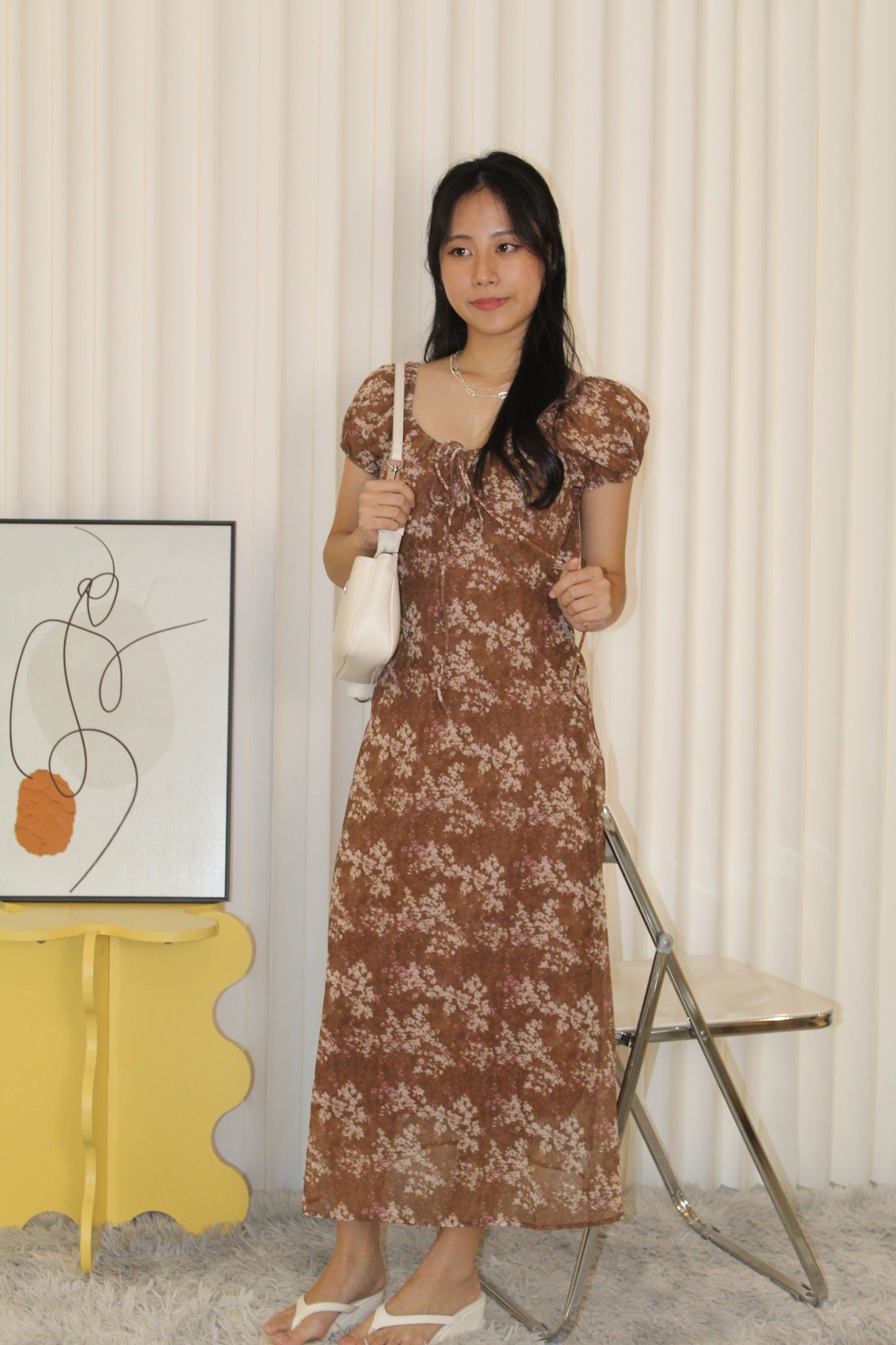 Mabel Printed Midaxi Dress (Brown)