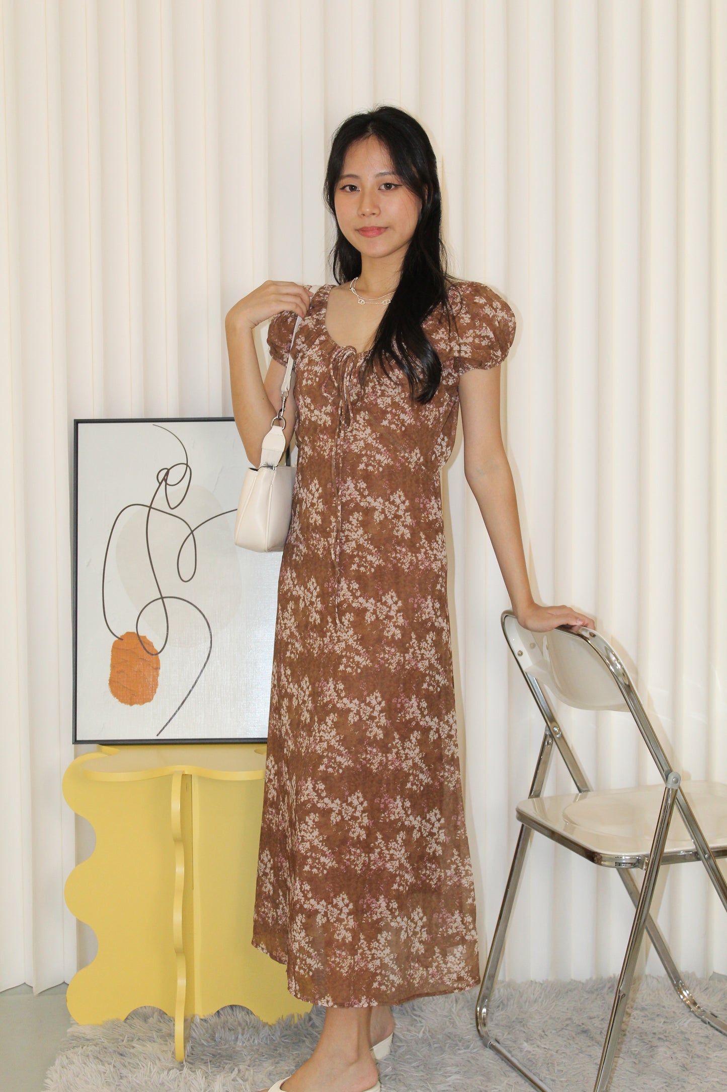 Mabel Printed Midaxi Dress (Brown)