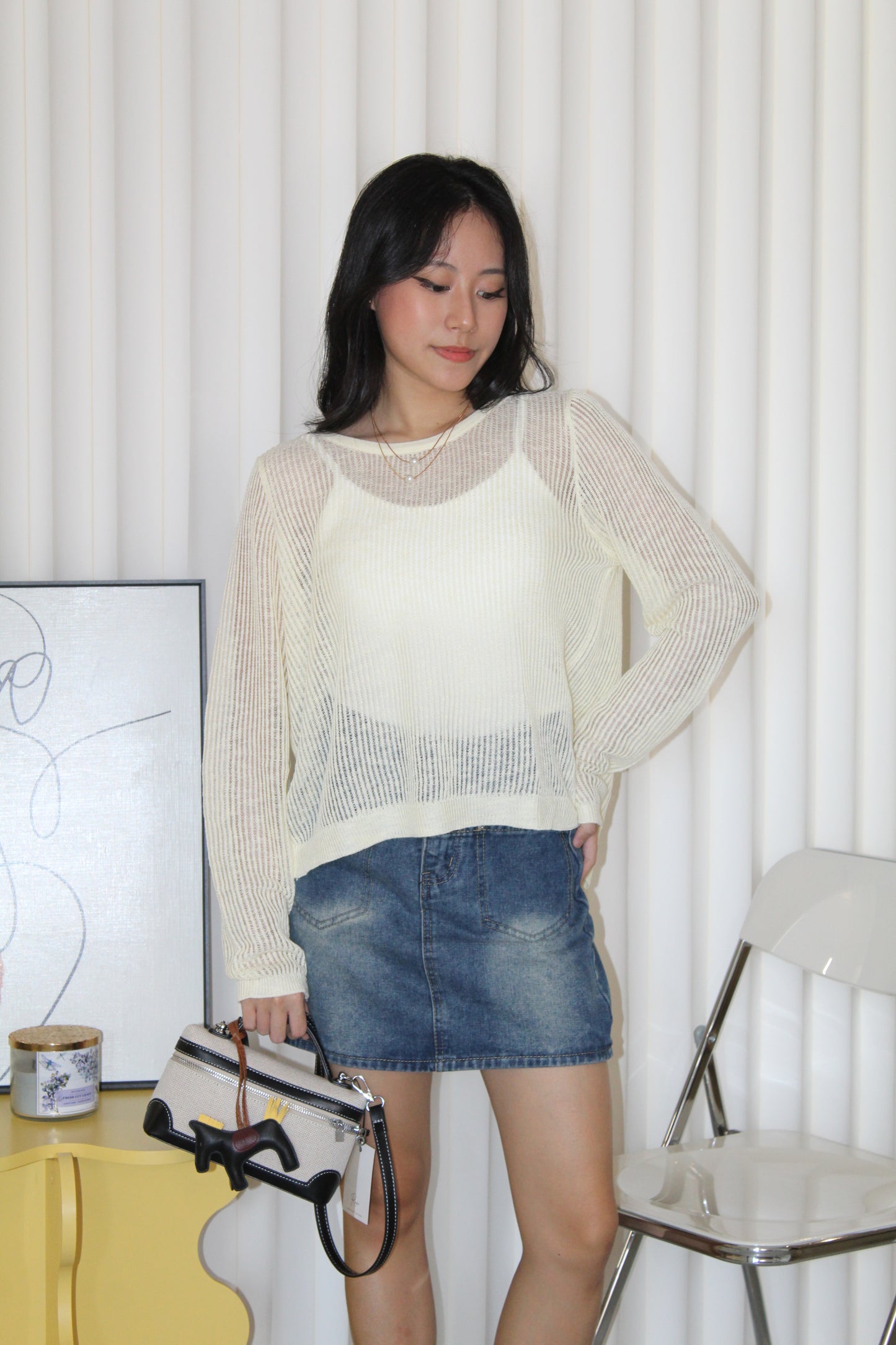MaryAnn Sheer Knit Top (Pink)