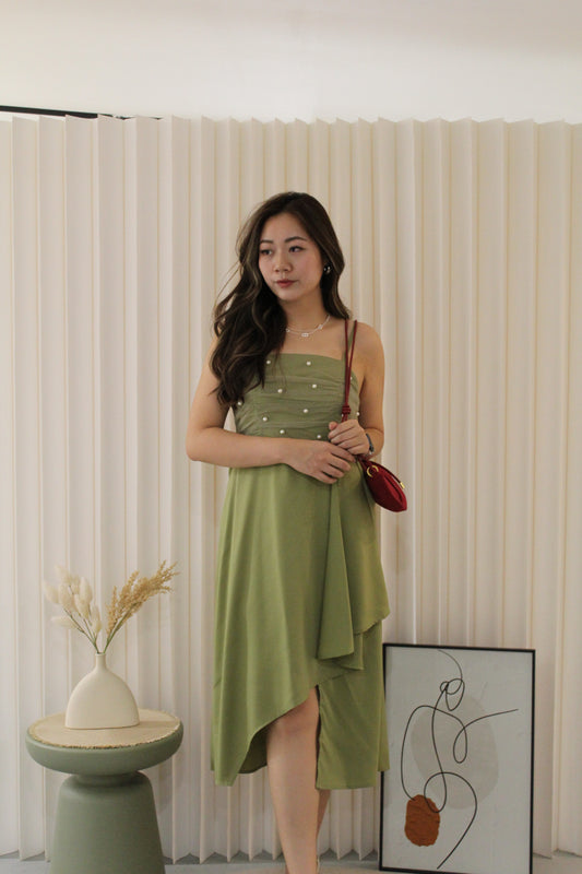 Sophia Pearl Midi Dress (Green)