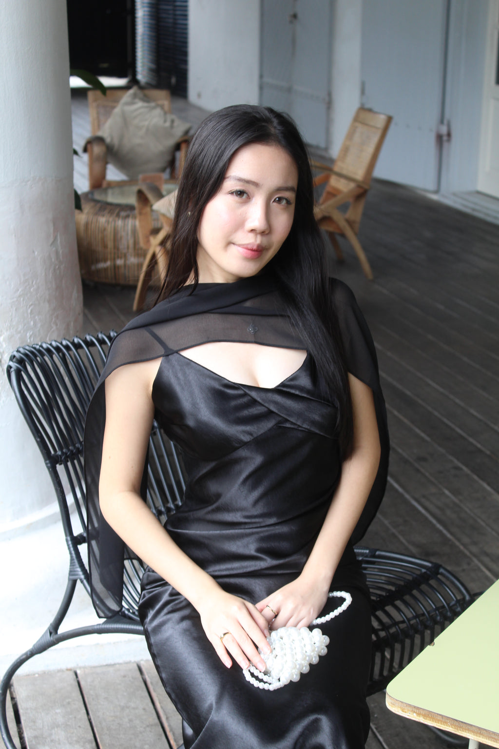 Tabby Satin Maxi Dress (Black)