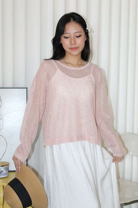 MaryAnn Sheer Knit Top (Pink)