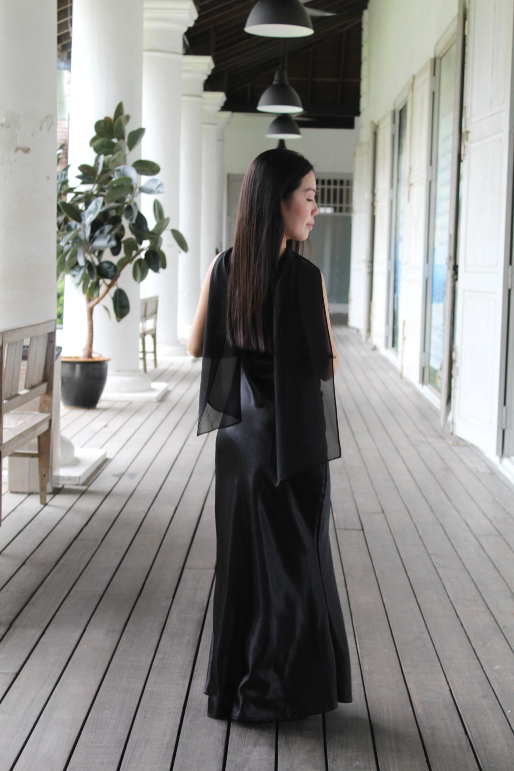 Tabby Satin Maxi Dress (Black)