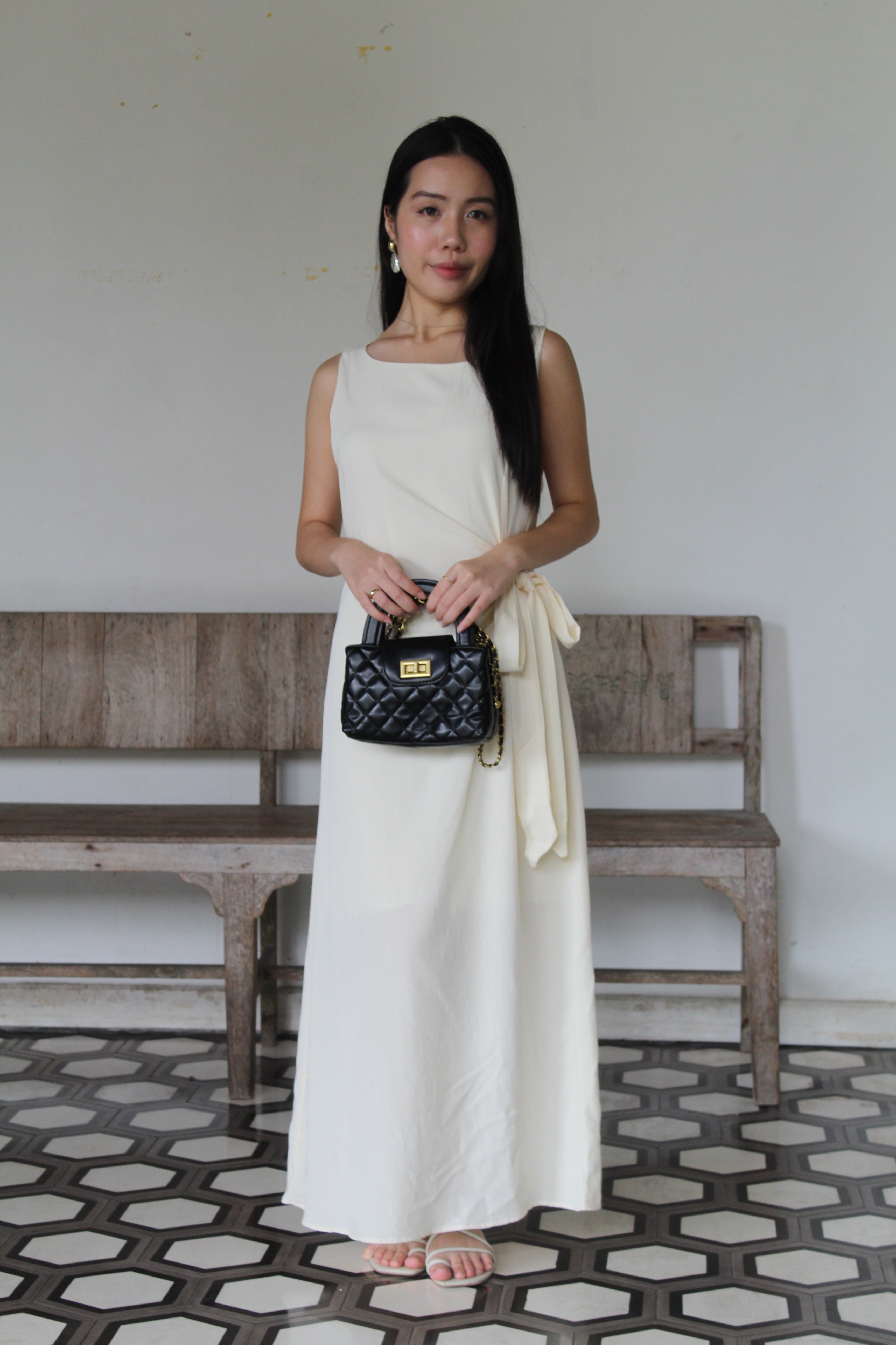 Nadine A-Line Maxi Dress (Cream)