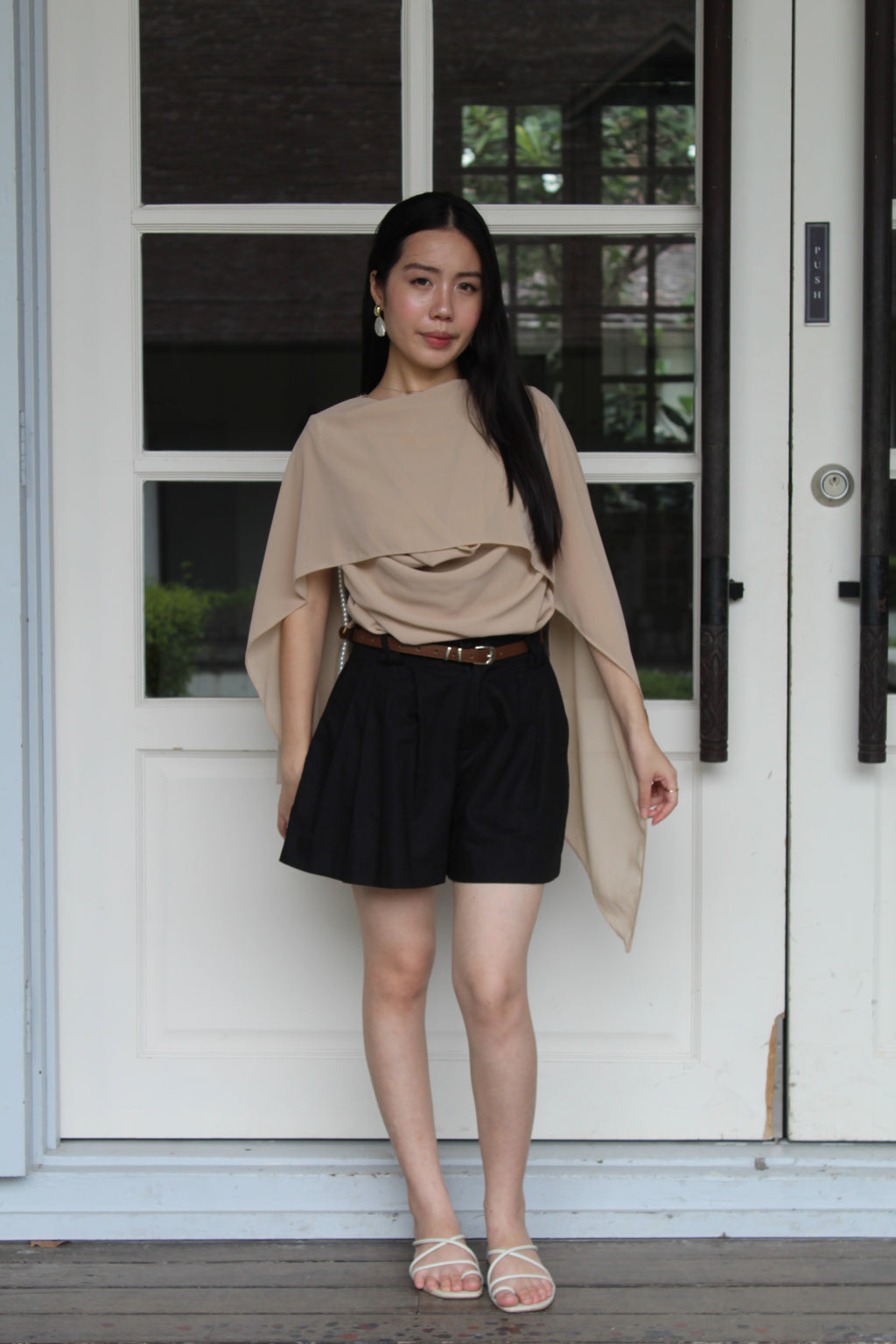 Yuna Chiffon Sash Top (Khaki)