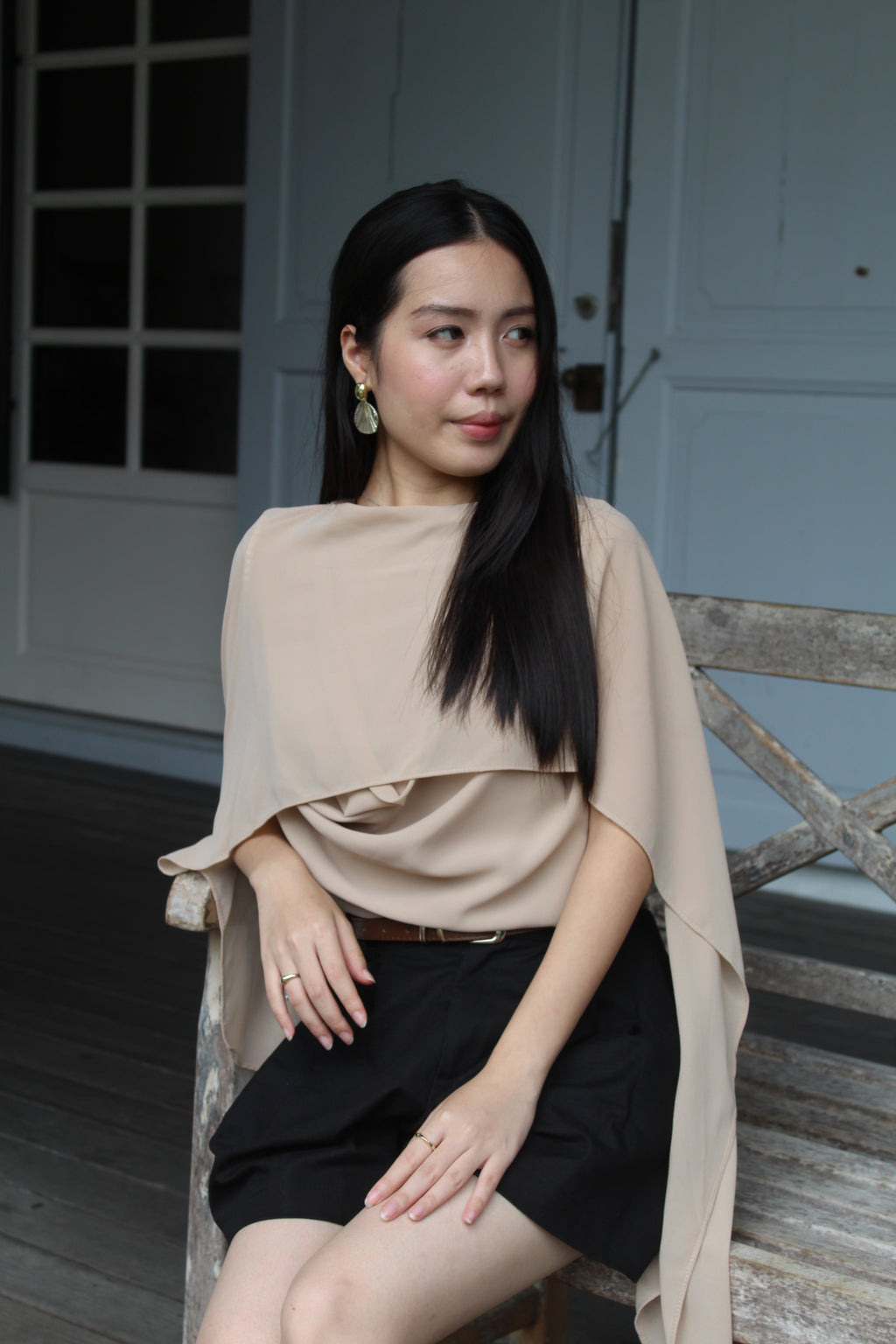 Yuna Chiffon Sash Top (Khaki)
