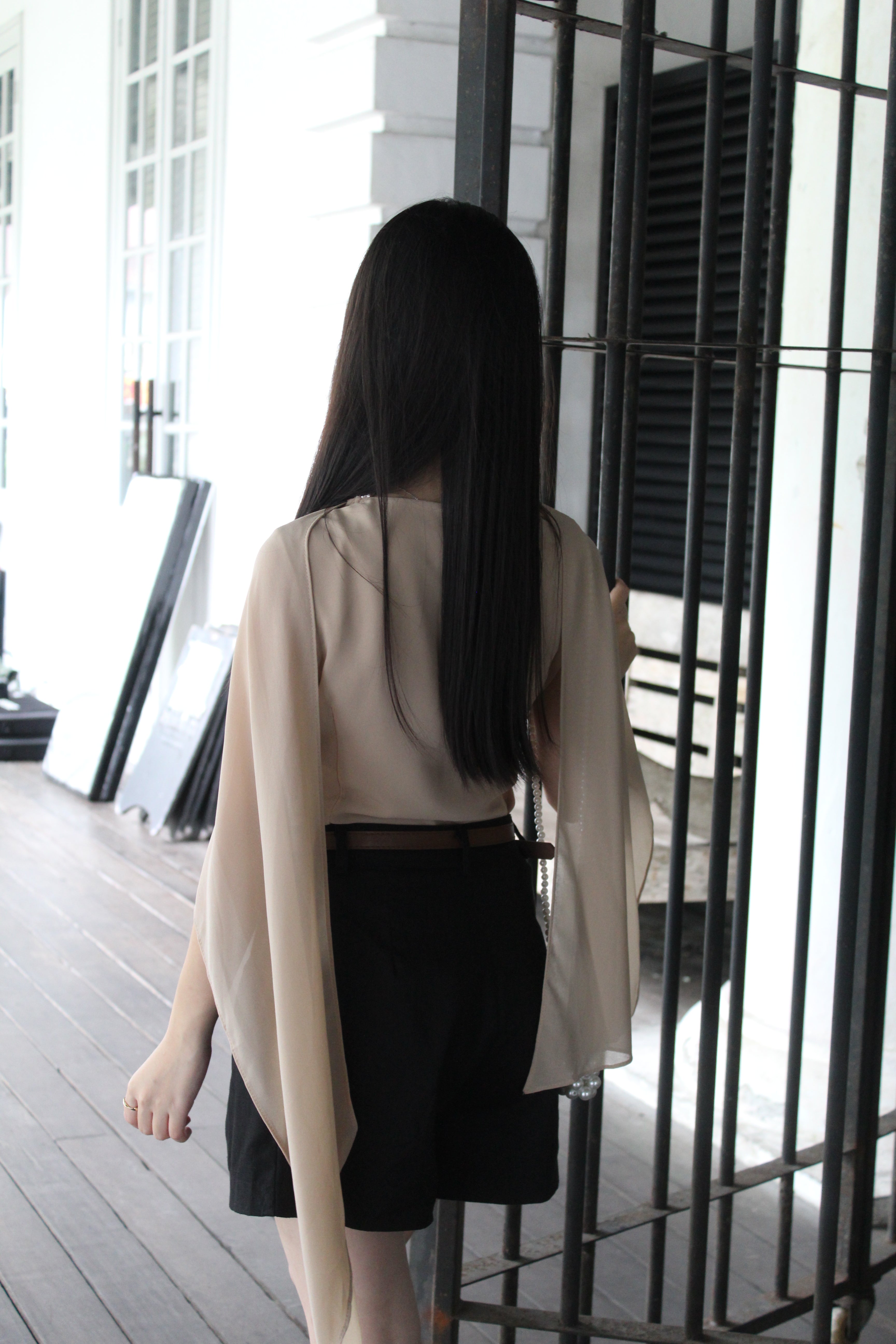 Yuna Chiffon Sash Top (Khaki)
