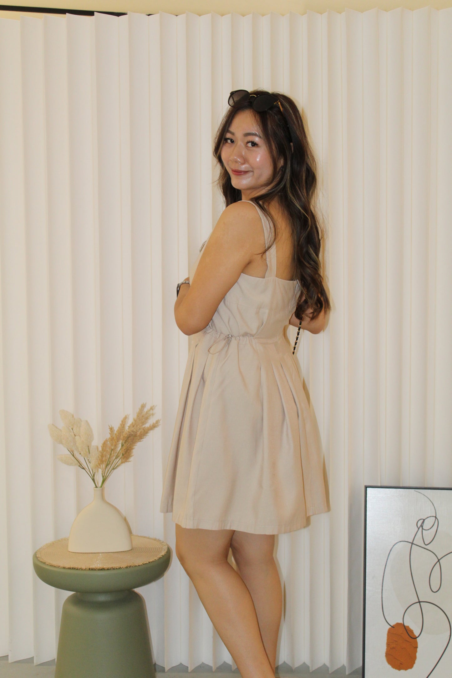 Tiana Flare Mini Dress (Khaki)