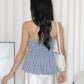Hadia Stripes Flare Tube Top (Blue)