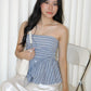 Hadia Stripes Flare Tube Top (Blue)