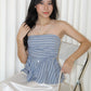 Hadia Stripes Flare Tube Top (Blue)