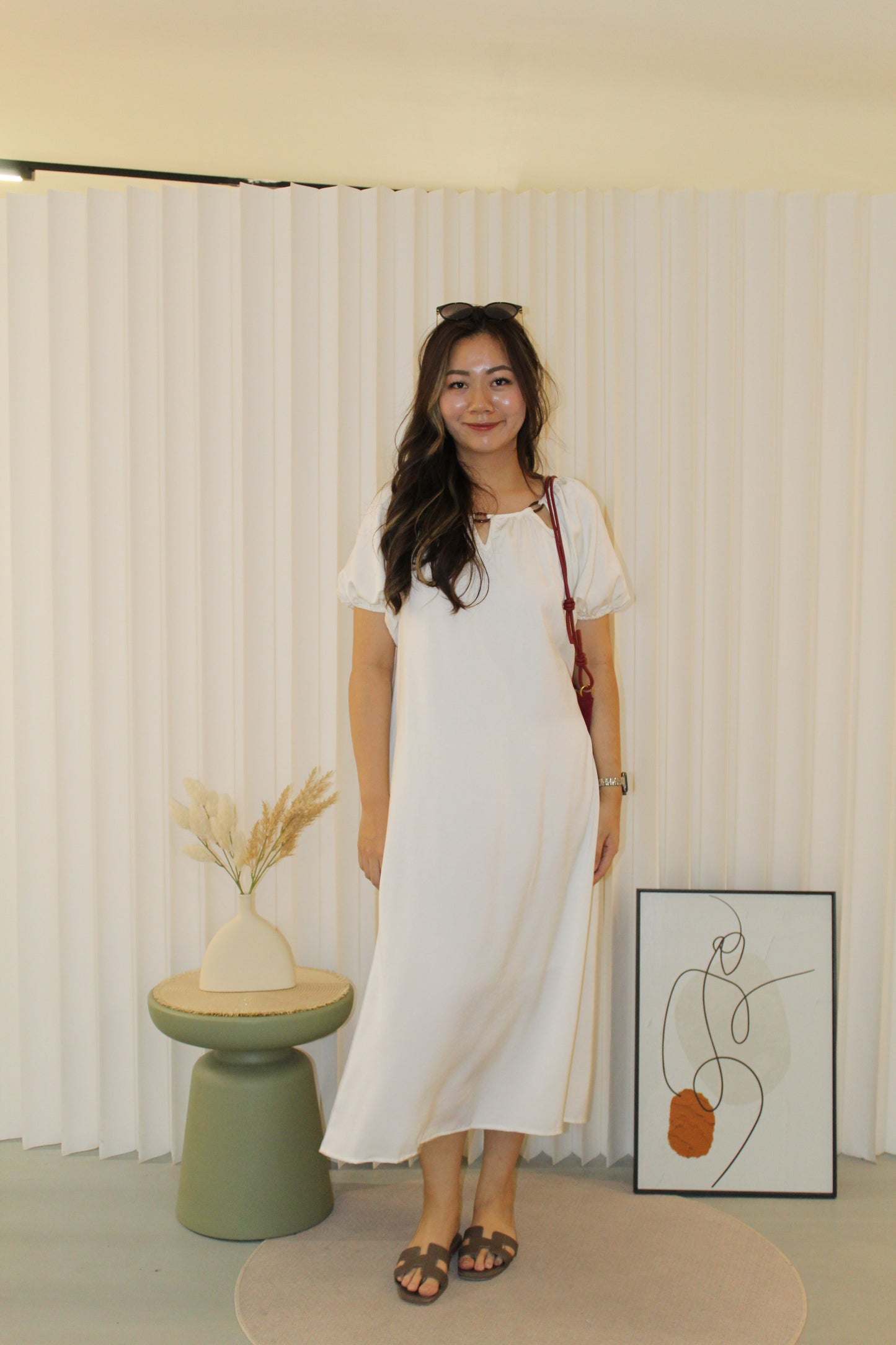 Fionna Satin Maxi Dress (Cream)