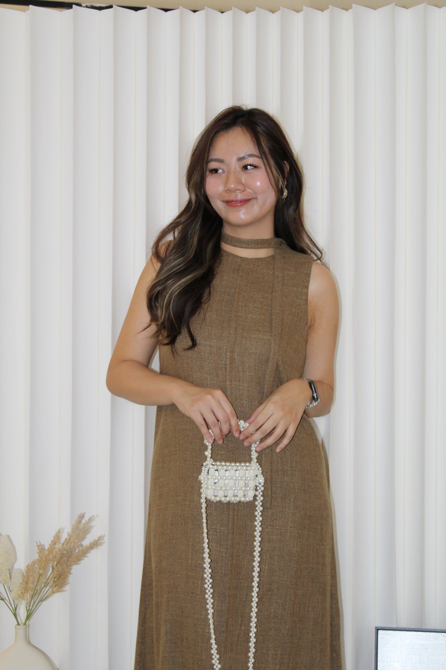 Erin Straight Midaxi Dress (Brown)