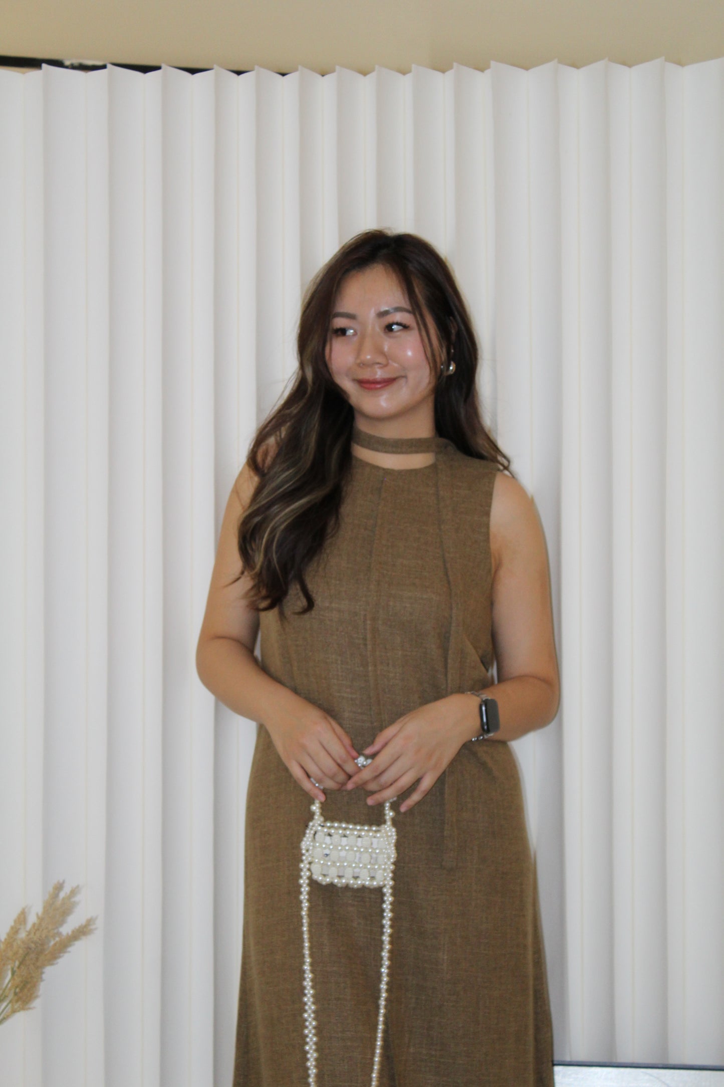 Erin Straight Midaxi Dress (Brown)