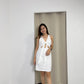 Arlene V-Neck Collared Dress (White)