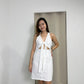 Arlene V-Neck Collared Dress (White)