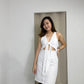 Arlene V-Neck Collared Dress (White)