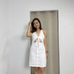 Arlene V-Neck Collared Dress (White)