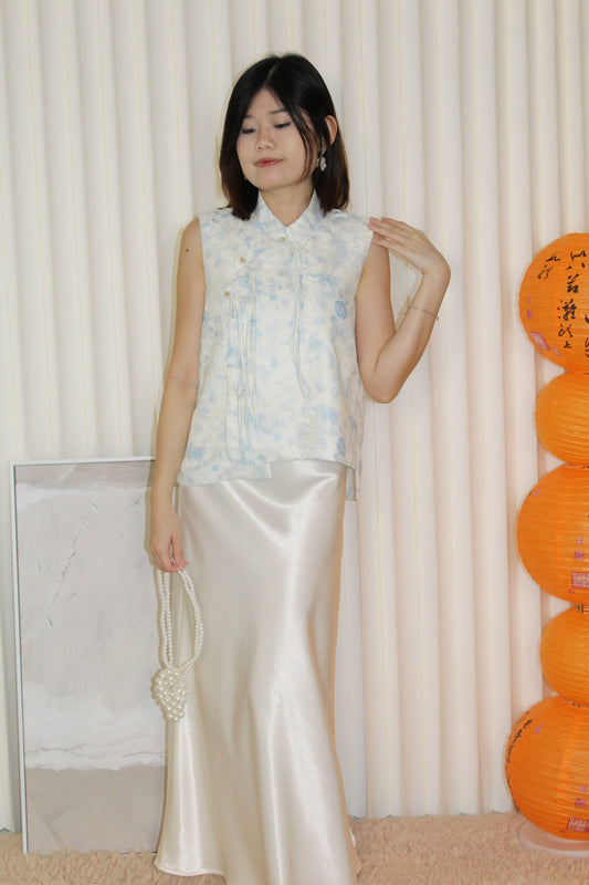 Penelope Oriental Vest Top (Blue)