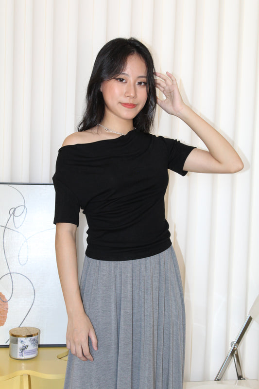 Prunelle Asymmetric Top (Black)