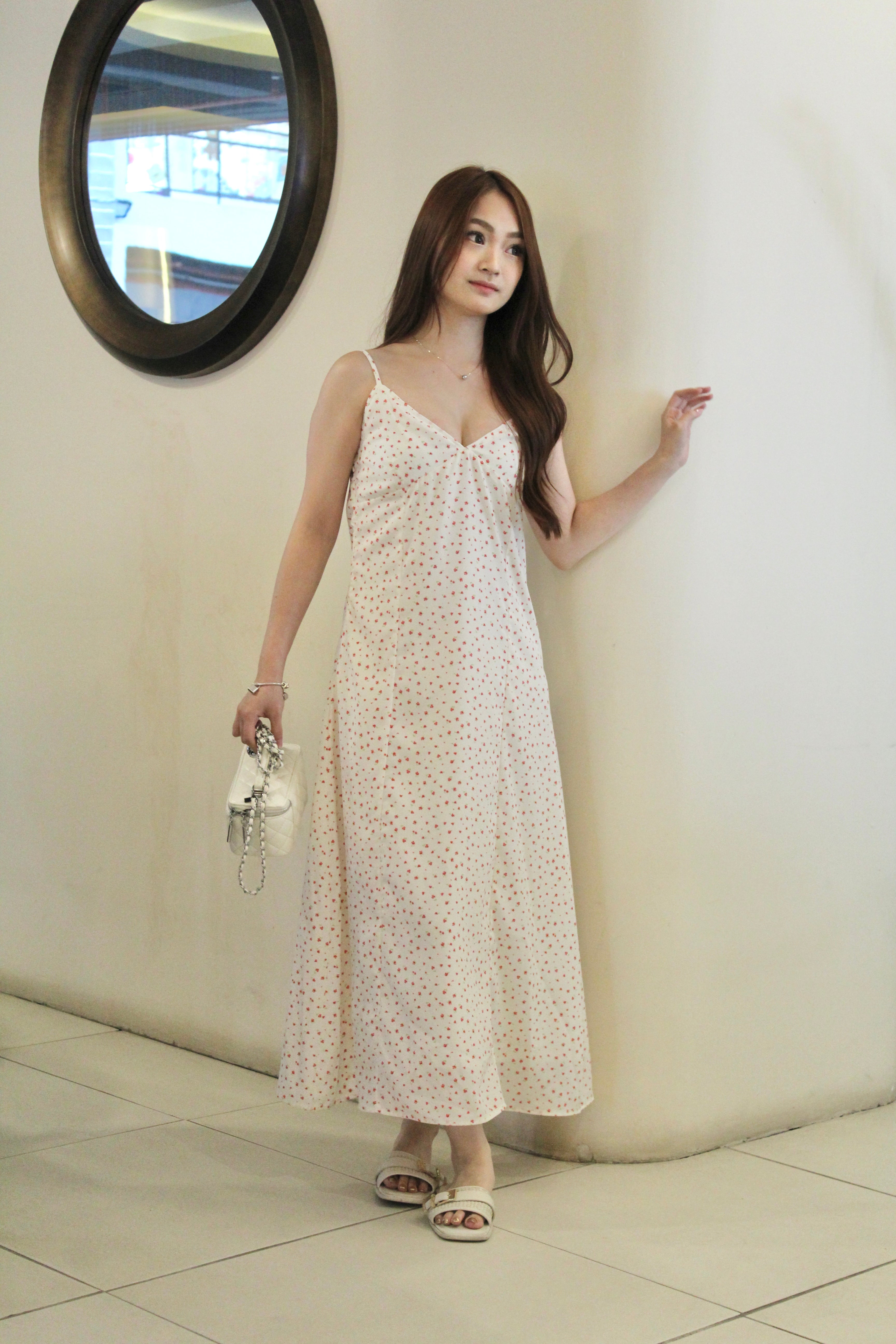 Paula Floral Midaxi Dress (White)