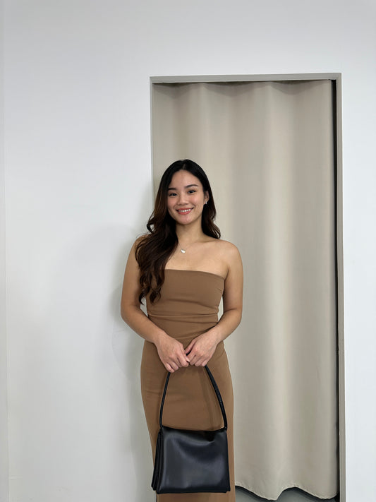 Kayla Tube Maxi Dress (Brown)