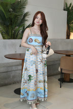 Isley Printed Midaxi Dress (Blue)