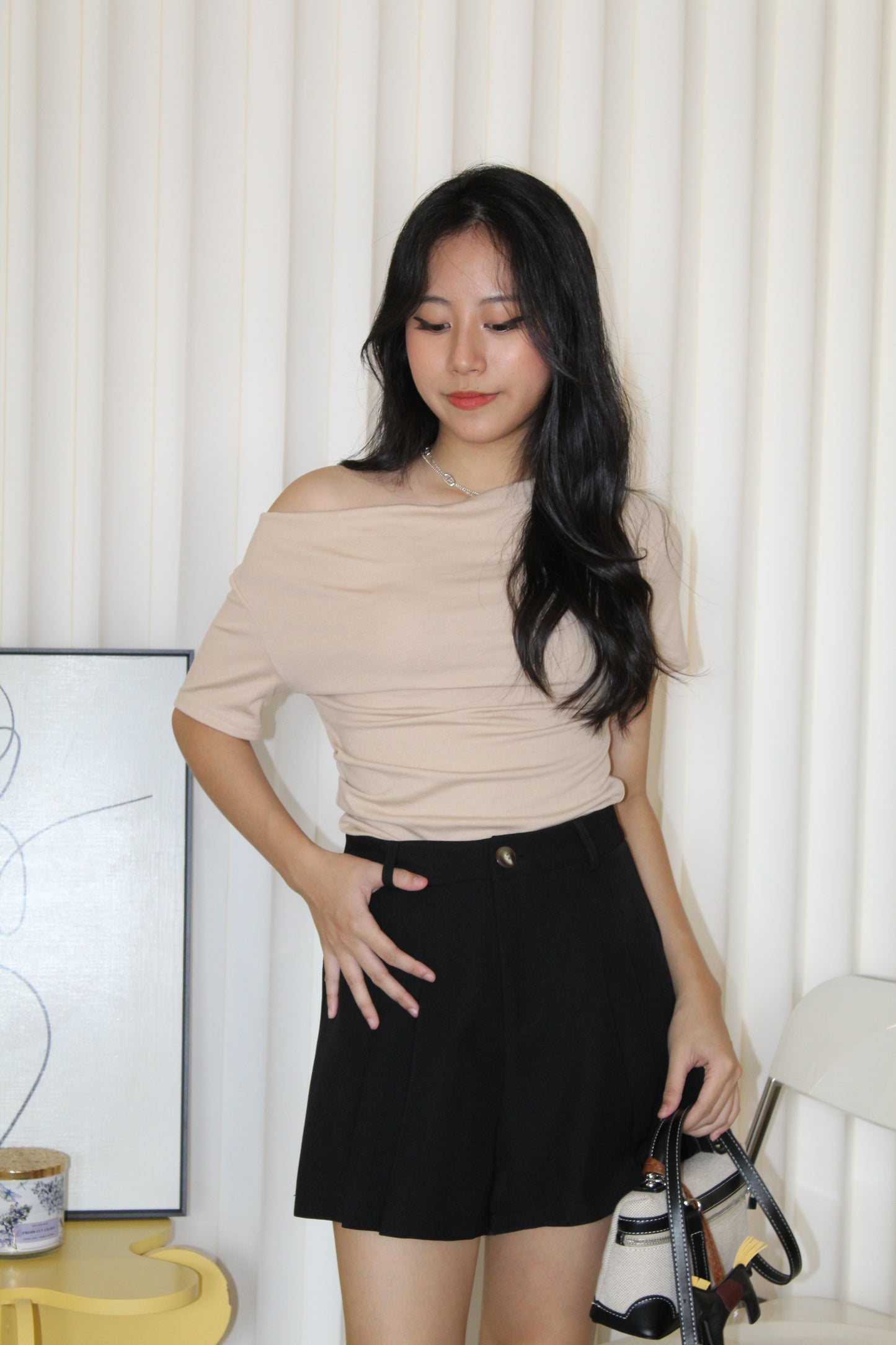 Prunelle Asymmetric Top (Black)